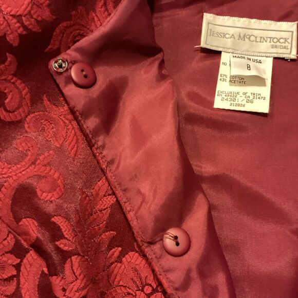 Vtg 80s Jessica McClintock Bridal Brocade Mother Of Bride Suit 8 Wedding Holiday - Picture 14 of 16